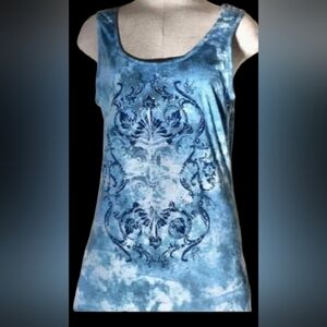 Prarie Rose Blue Sparkling tie dye Tank top